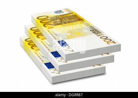 Bündel von 200 Euro-Banknoten Stockfoto