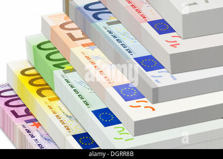 Bündel von Euro-Banknoten, verschiedenen Konfessionen Stockfoto