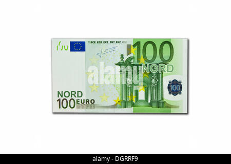 Symbolische Symbol, Zerfall des Euro und die Einführung der neuen nördlichen Euro-Währung, 100 Nord-Euro Stockfoto