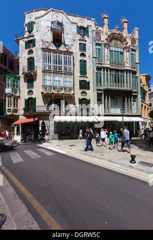 Jugendstil-Haus, können Forteza Rei am Plaça de Major, Altstadt, Palma de Mallorca, Mallorca, Balearen, Spanien, Europa Stockfoto