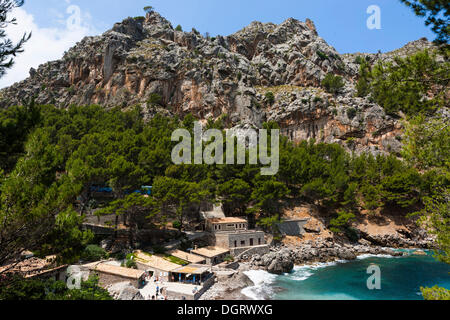 Versteckte Bucht Sa Calobra, Tramuntana-Gebirge, Mallorca, Mallorca, Balearen, Spanien, Europa Stockfoto