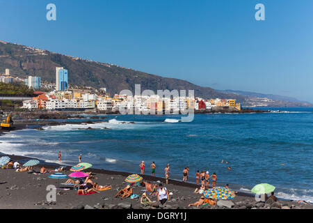 Strand von Playa Jardin, Punta Brava, Puerto De La Cruz, Teneriffa, Kanarische Inseln, Spanien Stockfoto