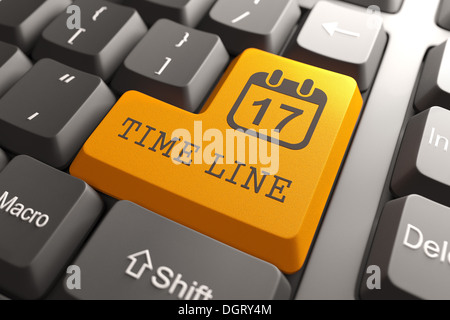 Tastatur mit Time-Line-Taste. Stockfoto