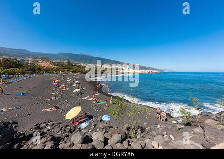 Strand Playa Jardin in Puerto De La Cruz, Puerto De La Cruz, Punta Brava, Realejo Bajo, Teneriffa, Kanarische Inseln, Spanien Stockfoto