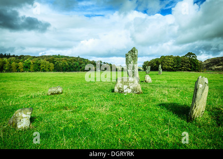 Standing Stones im Nether Largie Stockfoto