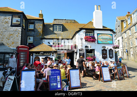 14. Jahrhundert Sloop Inn, Rückseite Lane, St. Ives, Cornwall, England, Vereinigtes Königreich Stockfoto