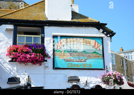 14. Jahrhundert Sloop Inn, Rückseite Lane, St. Ives, Cornwall, England, Vereinigtes Königreich Stockfoto