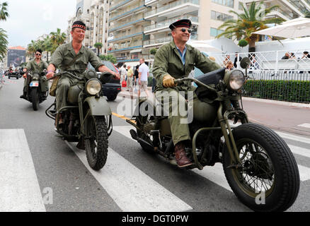 Biker Treffen der Armee Fans aus Frankreich auf der Croisette in Cannes, Côte d ' Azur, Frankreich, Europa Stockfoto