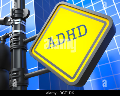 Medizinisches Konzept. ADHS-Wegweiser. Stockfoto