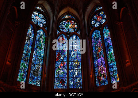 Kathedrale von Notre Dame, Reims, Glasfenster von Chagall, Via Francigena, Departement Marne, Region Champagne-Ardenne Stockfoto