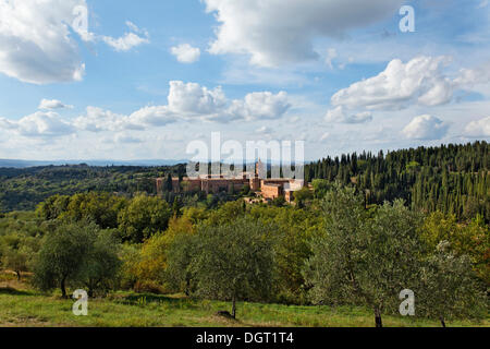 Crete Senesi, buchstäblich, senesische Tonen, Abbazia di Monte Oliveto Maggiore, Abtei von Monte Oliveto Maggiore, Buonconvento Stockfoto