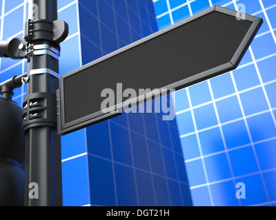 Raodsign leere Pfeil auf blauem Hintergrund. Stockfoto