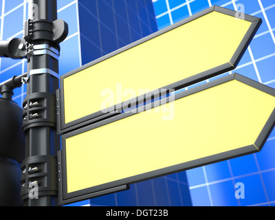 Raodsign leere Pfeil auf blauem Hintergrund. Stockfoto
