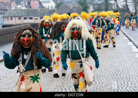 Karneval, organisierte Karnevalszug durch die beiden lokalen Karneval Verbände, Rheinfelden AG und Rheinfelden-Baden Stockfoto