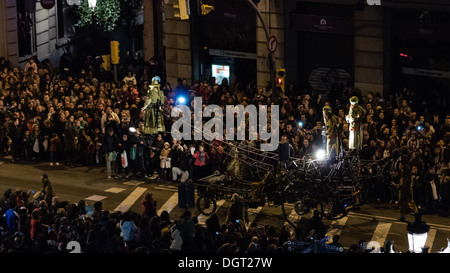 Parade der Heiligen drei Könige in Barcelona 2013. Spanien Stockfoto