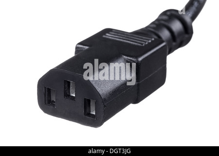 C13 weiblichen Stecker macht Gummistopfen, isoliert auf weiss schwarz Stockfoto