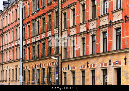 Fassaden der Arbeitnehmer Behausungen aus dem 19. Jahrhundert, Fürth, Buchforst, Middle Franconia, Bayern, Deutschland Stockfoto