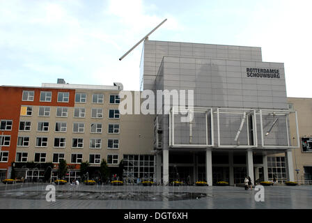 Moderne Architektur, Rotterdamse Schouwburg Theater am Platz Schouwburgplein, Rotterdam, Zuid-Holland, Süd-Holland Stockfoto