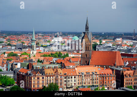 Blick auf die Stadt mit der Marktkirche-Kirche in der Altstadt, Hannover, Niedersachsen Stockfoto