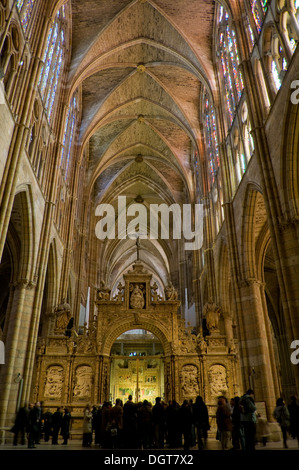 Die Retrochor im Mittelschiff der Kathedrale Santa Maria de Leon. Leon. Castilla y Leon, Spanien Stockfoto