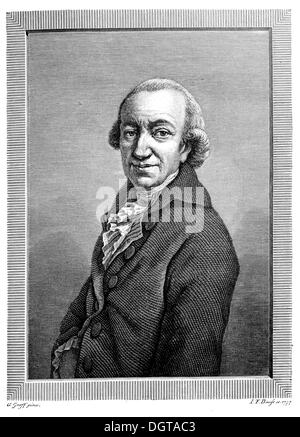 Christoph Martin Wieland, Portrait aus dem Jahr 1797, historische Darstellung in die Deutsche Literaturgeschichte, eine Geschichte der deutschen Literatur Stockfoto