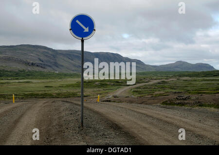 Verkehr-Zeichen, rechts halten, Island, Europa Stockfoto