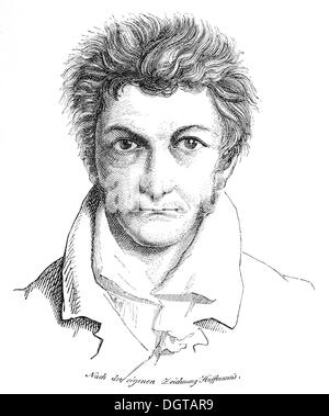 Ernst Theodor Amadeus Hoffmann, Selbstporträt, historische Illustration aus Deutsche Literaturgeschichte, eine Geschichte der deutschen Sprache Stockfoto