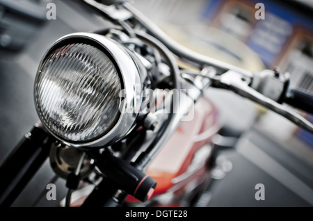 Nahaufnahme Detail der Front eines Motorrades. Stockfoto