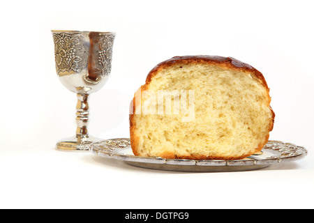 Heilige Kommunion. Brot und Wein-Trauben Stockfoto