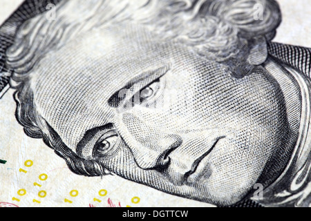 Porträt von Alexander Hamilton vor die fünf Dollar-Schein Stockfoto