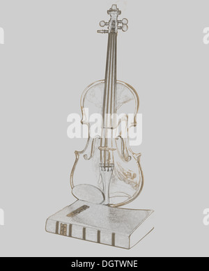 Violine mit Bibel isoliert auf weiss Stockfoto