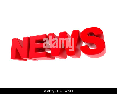 News - rote 3D-Text. Stockfoto