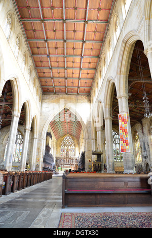 Inneren Kirchenschiff der St Botolph Church, Boston, Lincolnshire, England, Vereinigtes Königreich Stockfoto