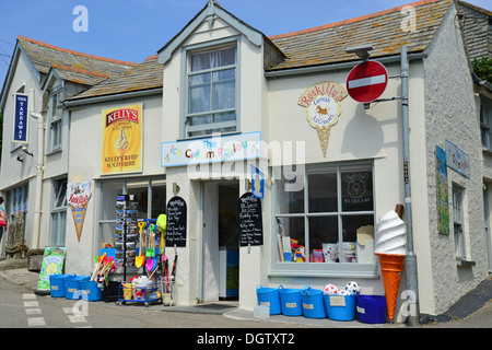 Die Stube Eisdiele, Vorderstraße, Port Isaac, Cornwall, England, Vereinigtes Königreich Stockfoto