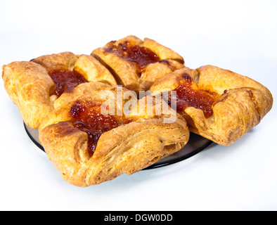 Blätterteig Phantasie Brot mit Marmelade Stockfoto