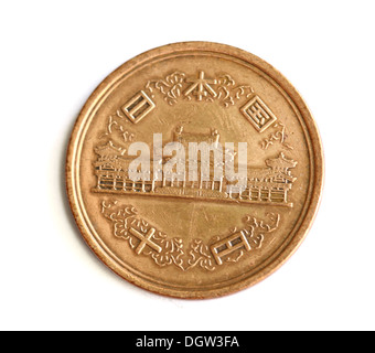 China-Münze isoliert auf weiss Stockfoto