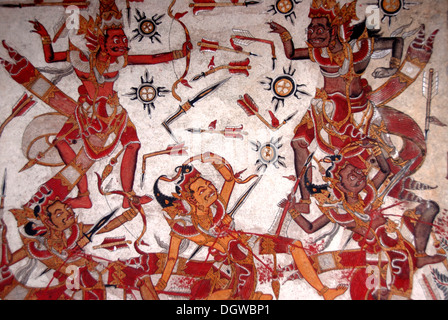 Deckengemälde im Königspalast, Kampf der Götter, Kerta Gosa, Taman Gili Palast, Klungkung, Semarapura, Bali, Indonesien Stockfoto