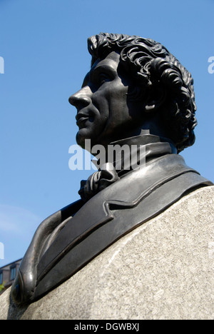 Denkmal, Bronze Büste, dem Architekten Leo von Klenze im Profil, Gärtnerplatz Square, Gaertnerplatzviertel Viertel, Isarvorstadt Stockfoto