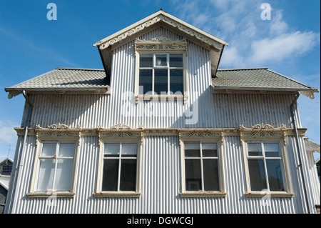 Alte weiße Haus aus Wellblech, Stadtzentrum, Reykjavik Island Skandinavien, Europa, Europa, Nord- Stockfoto