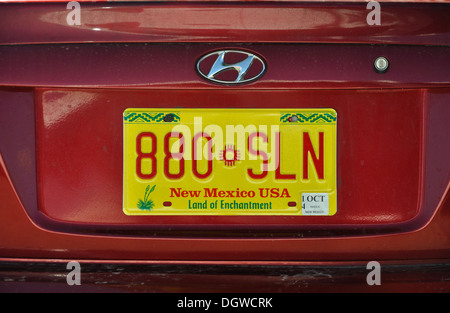 New Mexico State Nummernschild am Auto Stockfoto