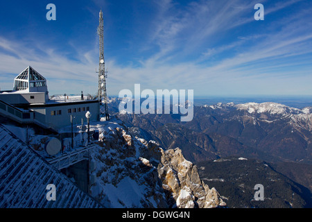 Berg Zugspitze, Wettersteingebirge, Alpen, Garmisch-Partenkirchen, Upper Bavaria, Bayern, Deutschland Stockfoto