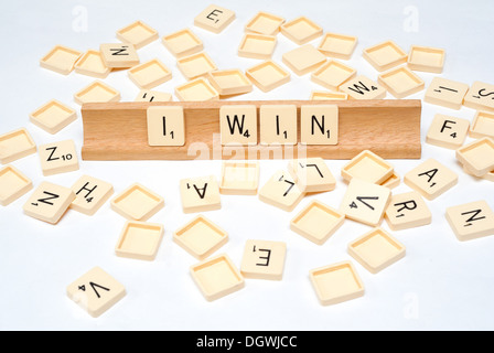 "Ich Gewinne" geschrieben in Scrabble Fliesen Stockfoto