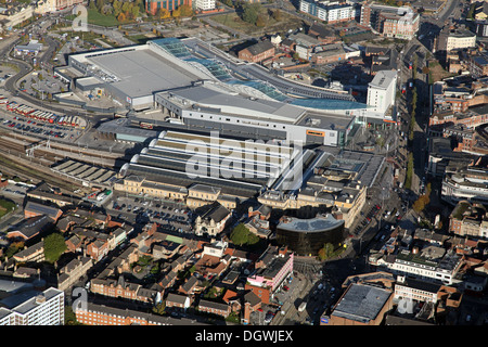 Luftaufnahme von Paragon Bahnhof und St Stephen Einkaufszentrum, Hull, East Yorkshire Stockfoto