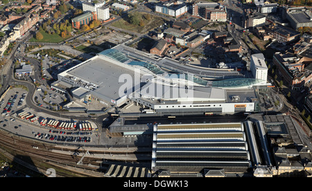 Luftaufnahme von Paragon Bahnhof und St Stephen Einkaufszentrum, Hull, East Yorkshire Stockfoto
