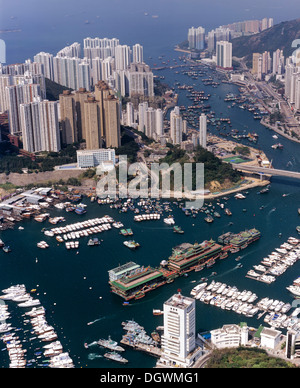 Luftaufnahme, Aberdeen Harbour, Jumbo Floating Restaurant, Central District, Hong Kong, Hong Kong Island, Hongkong, China Stockfoto