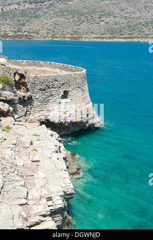 Alte venezianische Bastion, Spinalonga, Kalydon in der Nähe von Elounda, Golf von Mirabello, Kreta, Griechenland, Mittelmeer, Europa Stockfoto