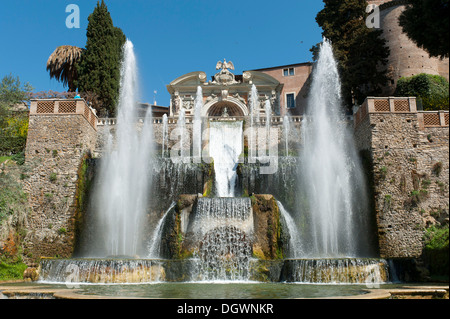 Brunnen, der Neptunbrunnen und der Wasserorgel, Villa d ' Este, Tivoli, Lazio, Italien, Süd-Europa, Europa Stockfoto