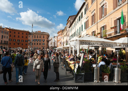 Barocke Altstadt, Restaurants, Pizzeria, Piazza Navona, Rom, Latium, Italien, Süd-Europa, Europa Stockfoto