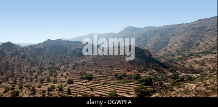 Aufnahmen auf einer Straße Reise durch den Anti-Atlas-Gebirge in der Stadt von Taroudant, Süden von Marokko, Nordafrika Stockfoto