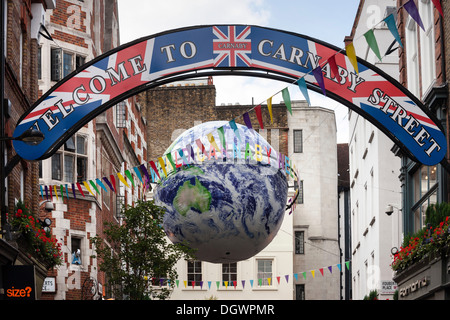 Willkommen im Zeichen der Carnaby Street, Globus, London, England, Vereinigtes Königreich, Europa Stockfoto